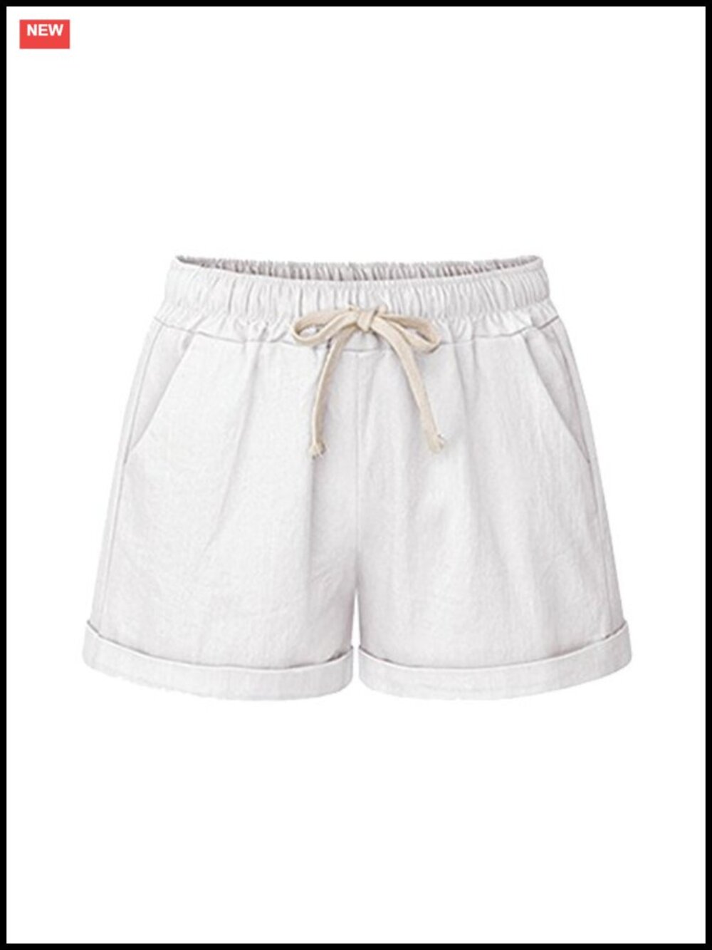 Women's Cotton Linen Bermuda Shorts Plus Size Elastic Waist with Pockets Summer